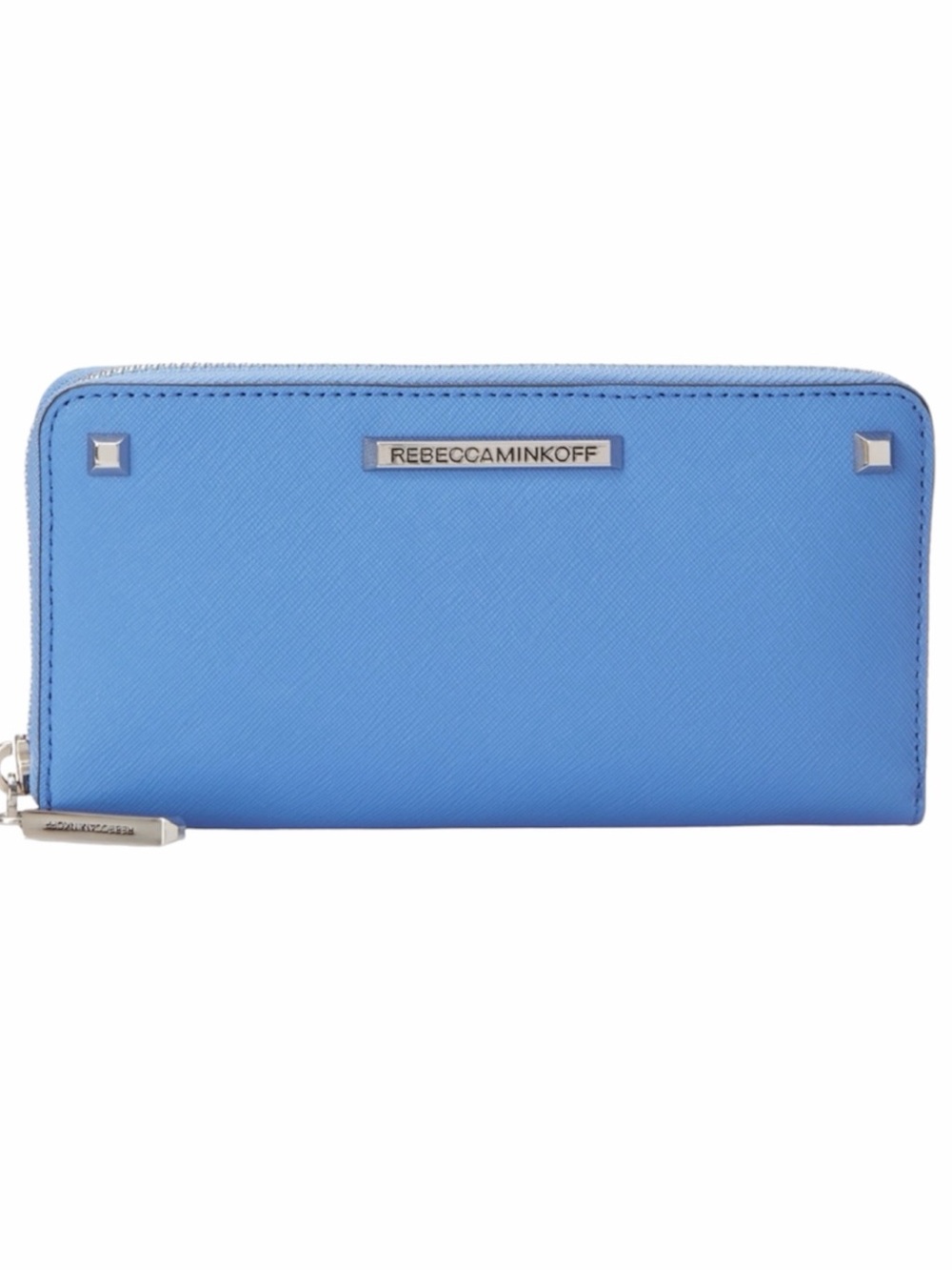 Rebecca Minkoff Women's Ava Zip Wallet in Powder Blue Saffiano Leather EUC